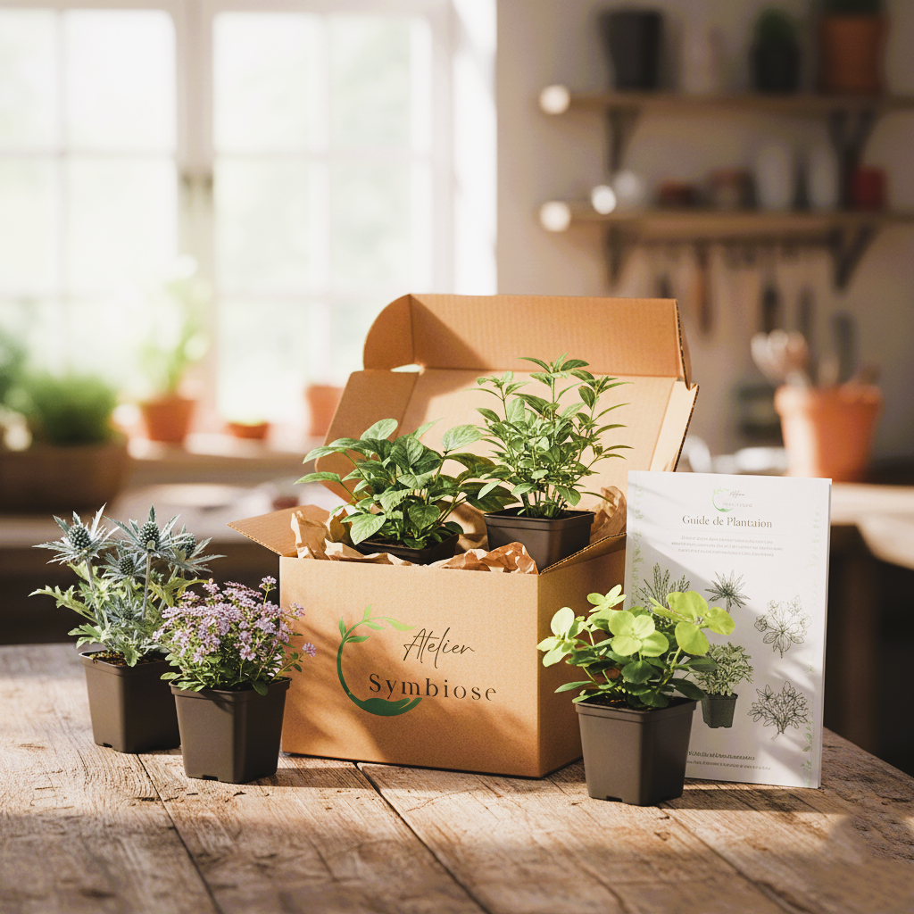 Atelier Symbiose box met planten en plantgids